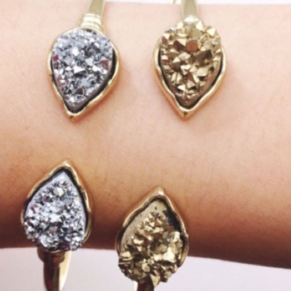 Silver druzy style cuff